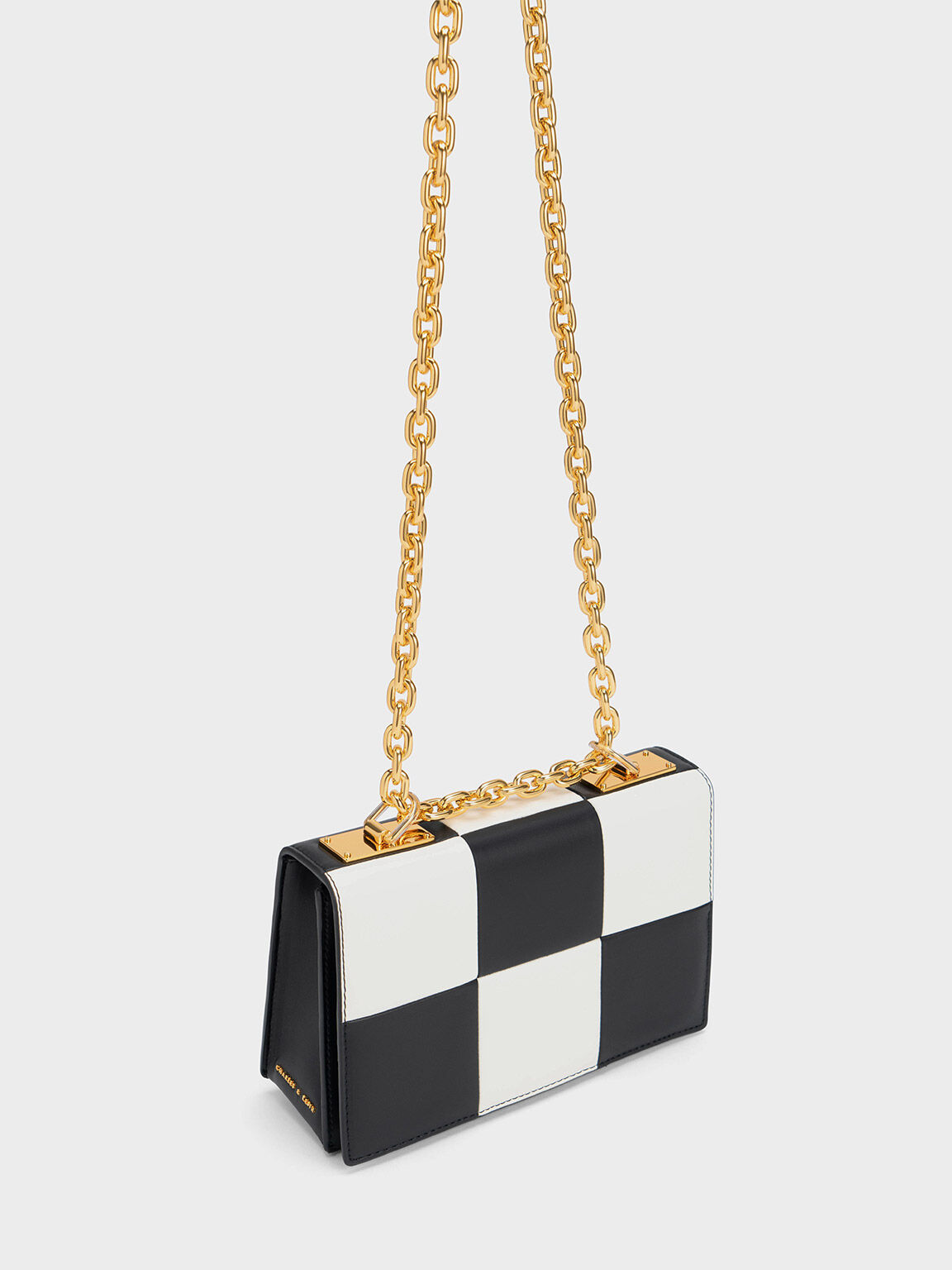 Túi xách hình hộp Georgette Checkered, Nhiều màu, hi-res