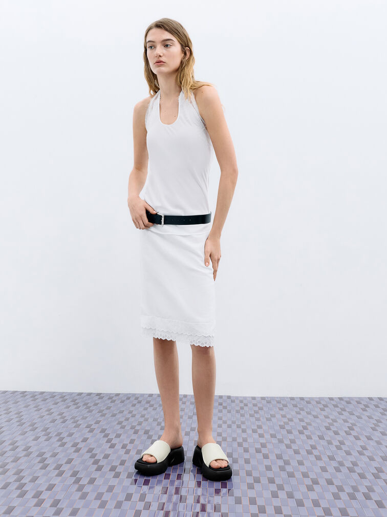 Gi&agrave;y đế xuồng hở mũi Baxie Silk Two-Tone Platform, Phấn, hi-res