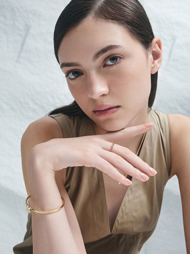 Nyra Mixed-Link Chain Ring, Gold, hi-res