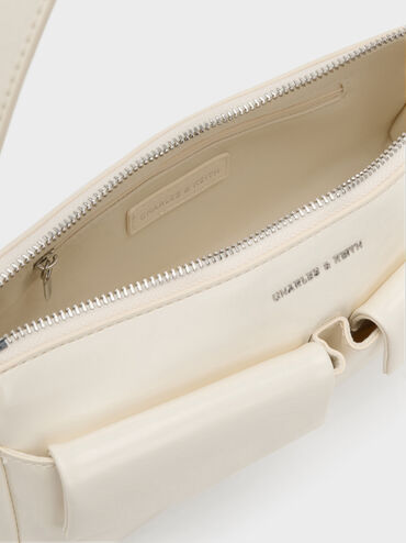 T&uacute;i đeo vai Rachel Elongated Front-Pocket Chain-Handle, Kem, hi-res