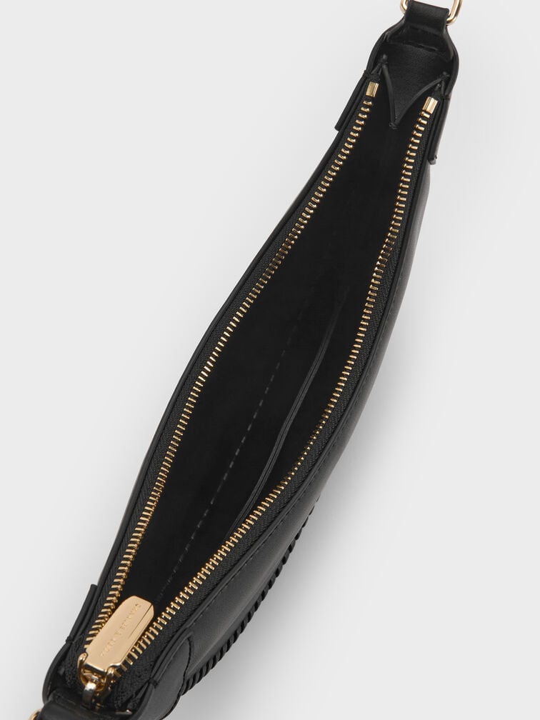 Blume Braided Curved Hobo Bag, Black, hi-res