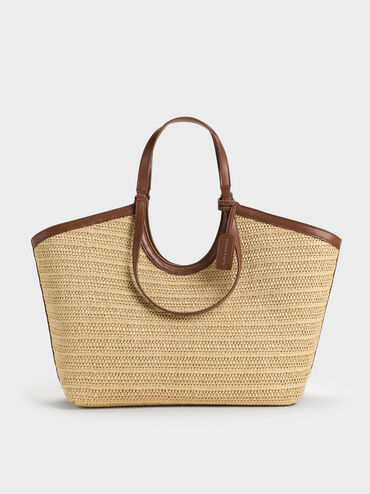 Ivette Raffia Woven Tote Bag, Multi, hi-res