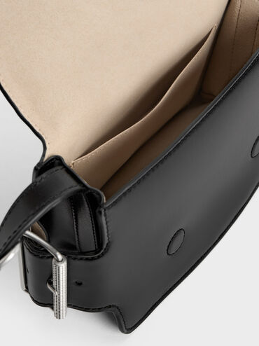 Túi đeo chéo phom chữ nhật Lexie Side-Buckle, Noir, hi-res