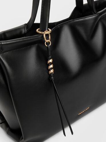 XL Zephyr Tassel Tote Bag, Black, hi-res