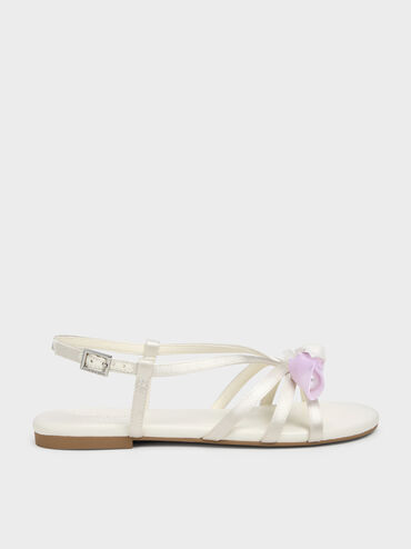 Gi&agrave;y sandals b&eacute; g&aacute;i Bow Flower-Pearl, Trắng, hi-res
