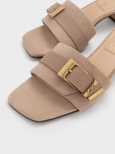 Gi&agrave;y mules cao g&oacute;t Whitney Suede & Leather, N&acirc;u x&aacute;m, hi-res