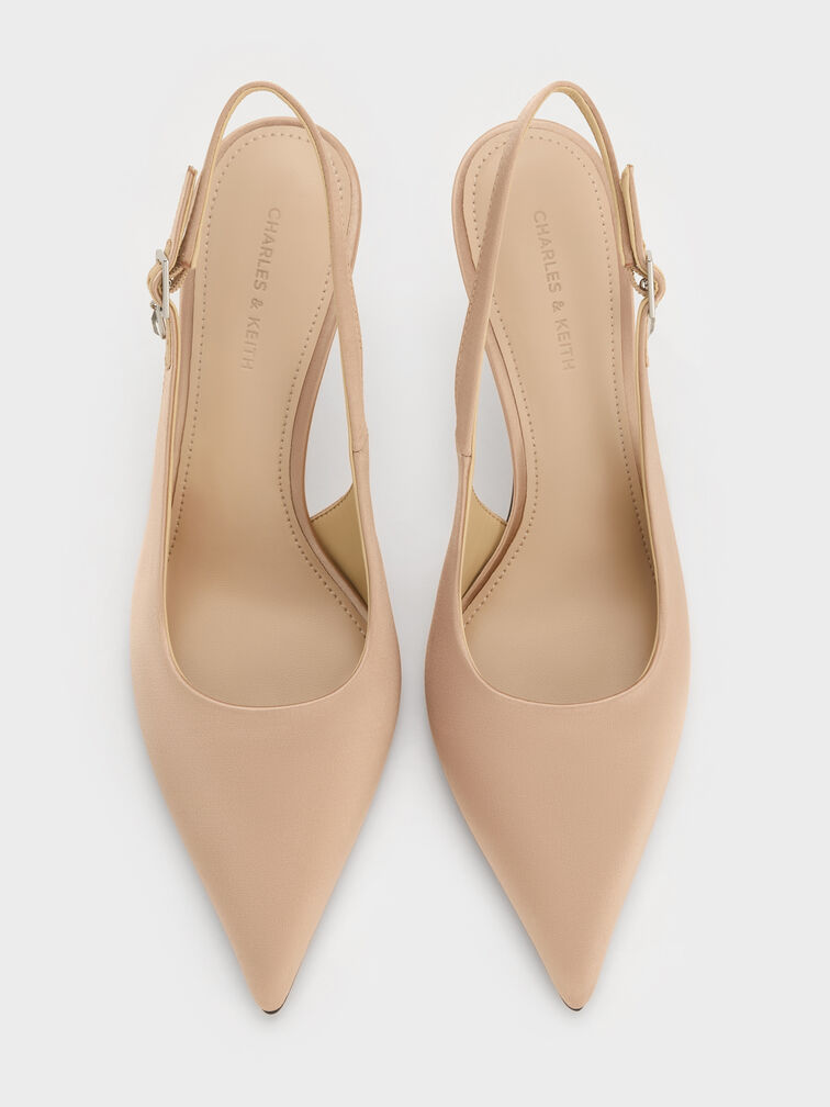 Teardrop-Crystal Pointed Slingback Pumps, Gold, hi-res