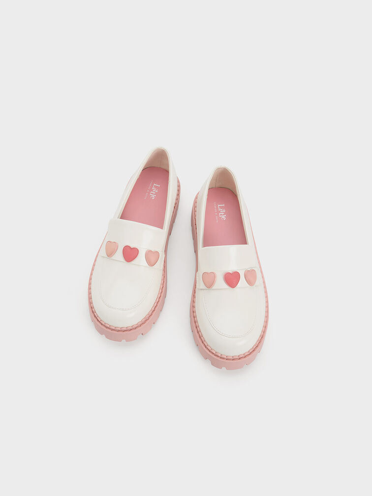 Giày loafer trẻ em Heart-Motif Penny, Trắng, hi-res