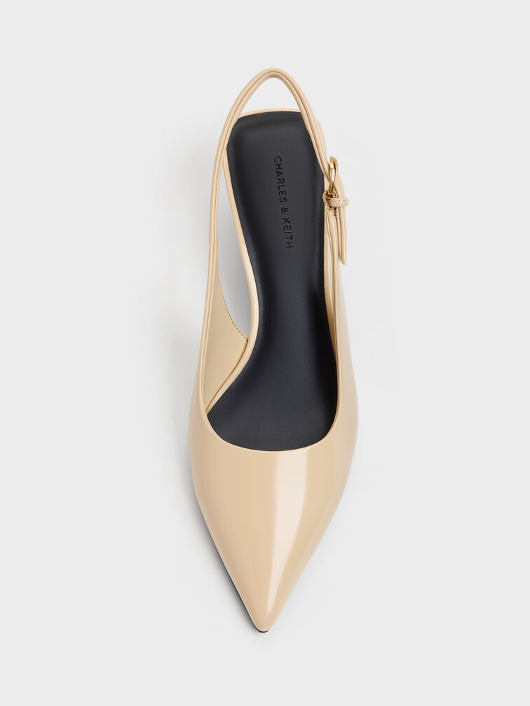 Pointed Slingback Kitten Heels, Beige, hi-res