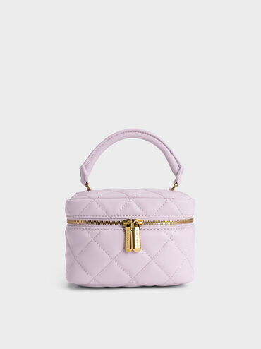 Quilted Vanity Pouch, Lilac, hi-res