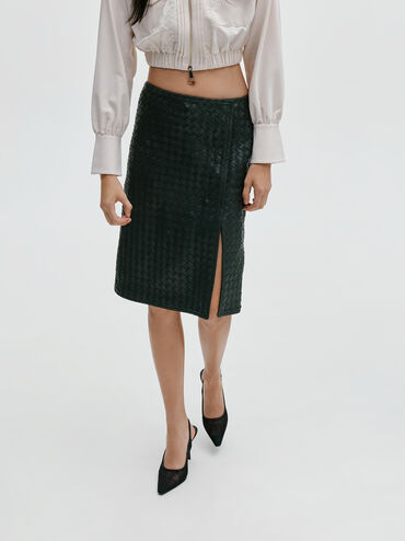 Lace & Satin Slingback Pumps, Black Textured, hi-res