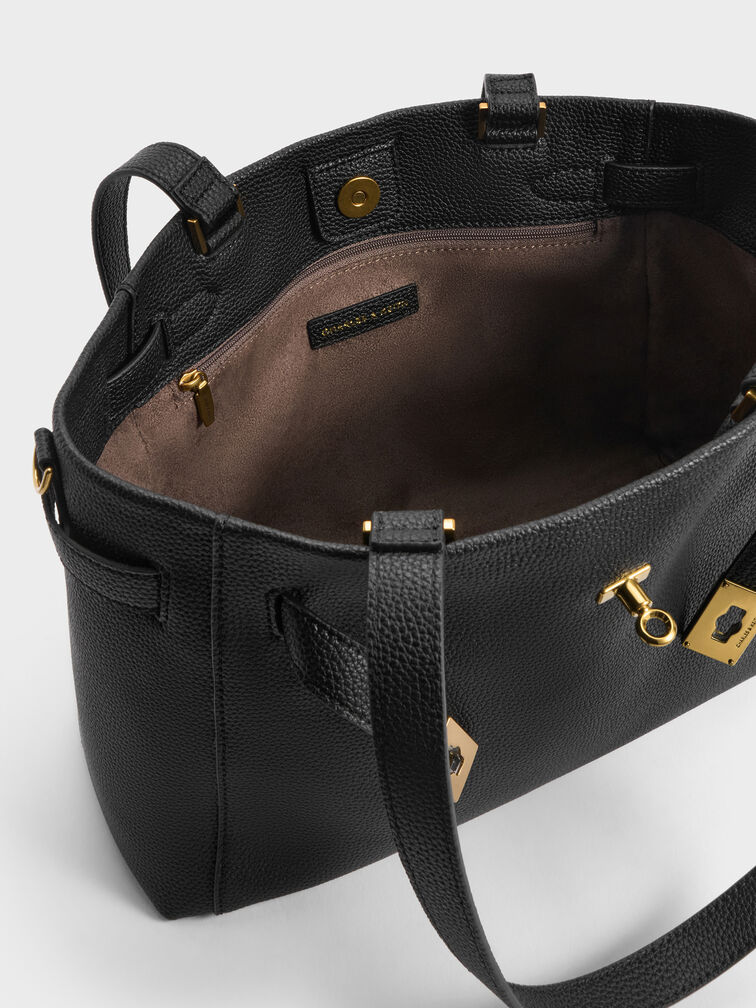 T&uacute;i tote Dinora Belted, Đen, hi-res