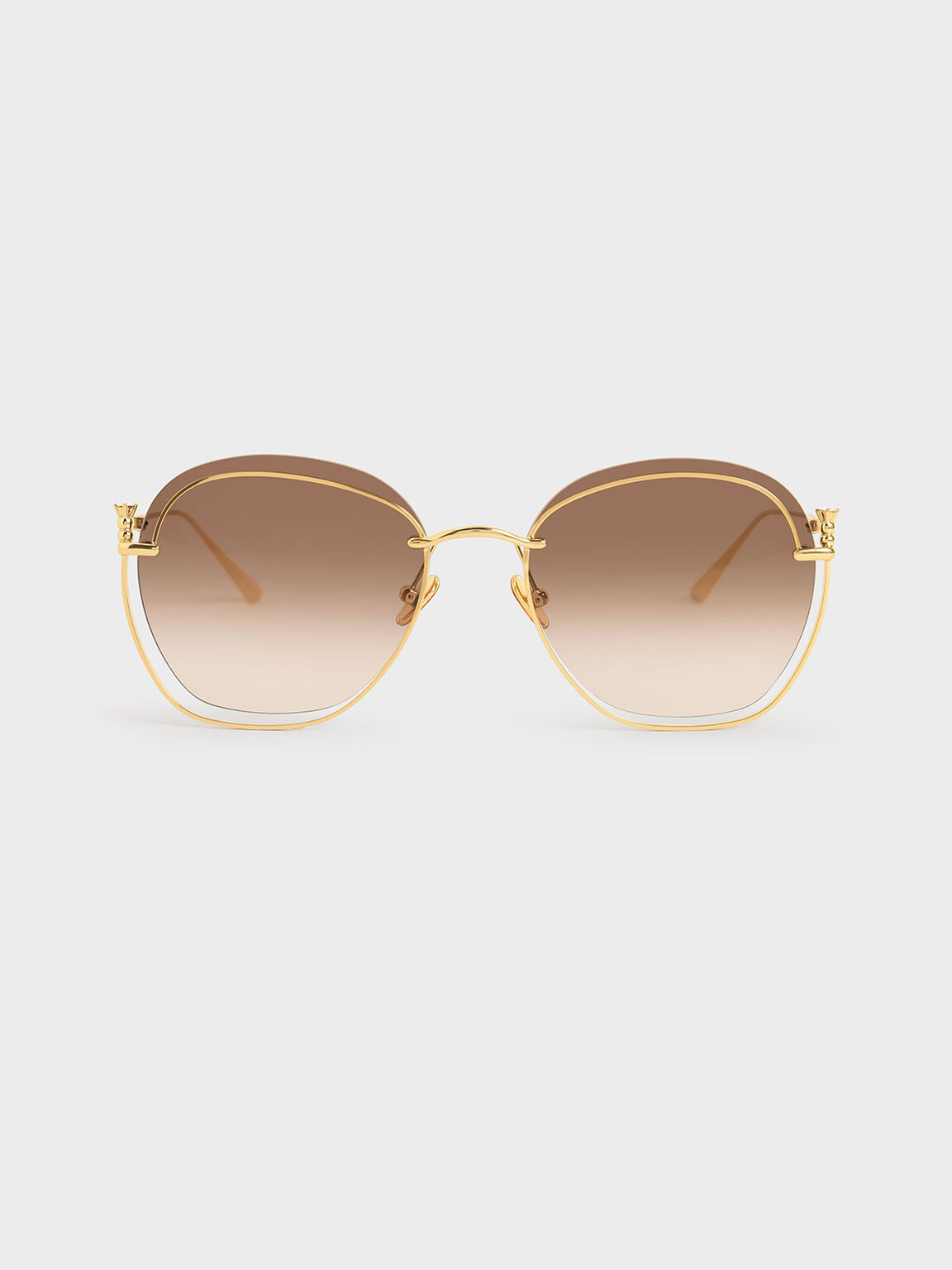 Cut-Out Butterfly Sunglasses, Gold, hi-res