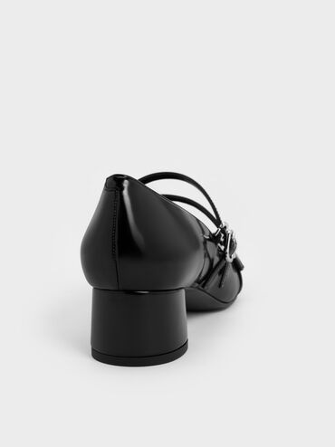 Janis Double-Strap Mary Jane Pumps, Black Boxed, hi-res