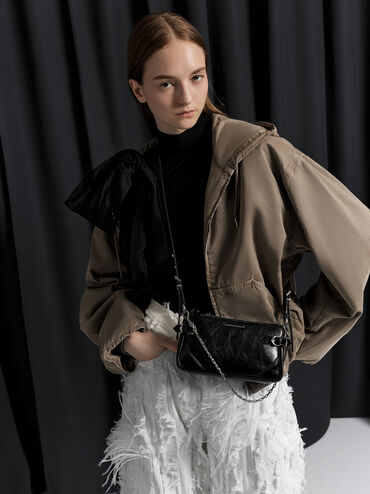 Antonella Chain-Strap Side-Buckle Crossbody Bag, Noir, hi-res