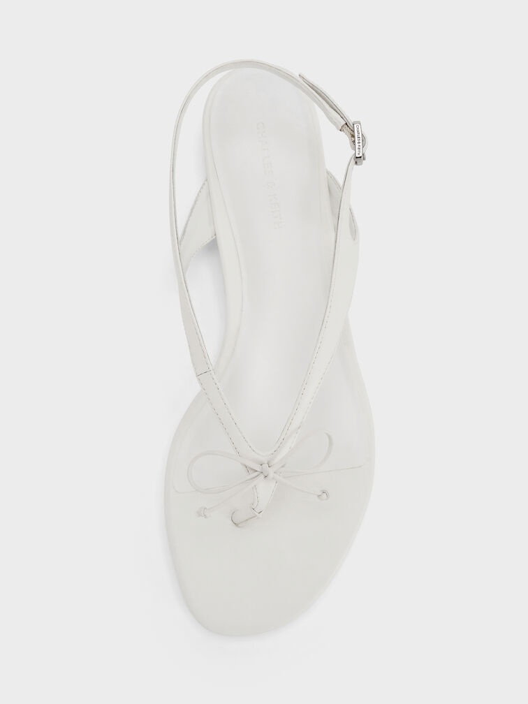 Gi&agrave;y sandals đế thấp đ&iacute;nh nơ, Trắng, hi-res