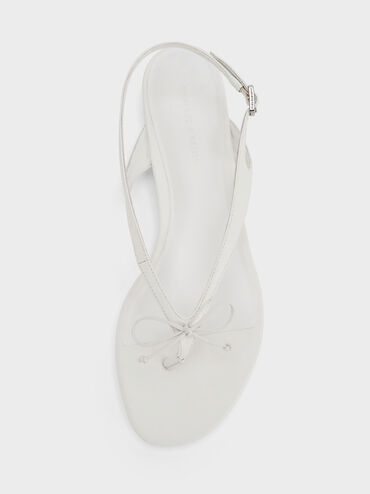 Gi&agrave;y sandals đế thấp đ&iacute;nh nơ, Trắng, hi-res