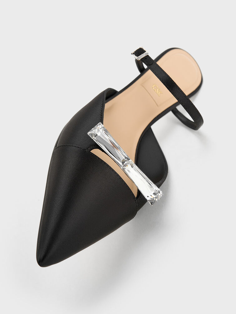 Gi&agrave;y mules cao g&oacute;t Recycled Polyester Bow Kitten-Heel, Đen họa tiết, hi-res