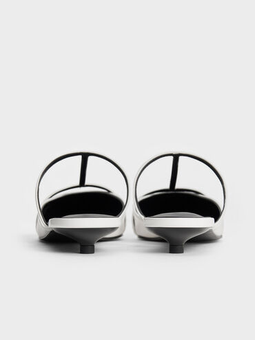 Giày mules mũi nhọn Clara T-Bar Pointed-Toe, Trắng, hi-res