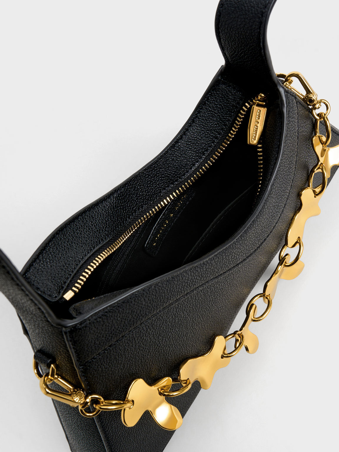Túi đeo vai nữ Verity Chain-Link Sculptural, Đen, hi-res
