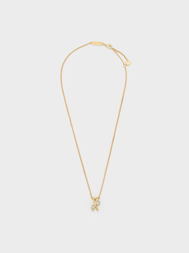 Roux X-Pendant Crystal Necklace, Gold, hi-res
