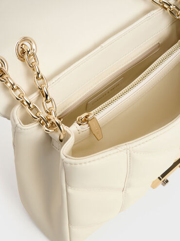 T&uacute;i đeo vai h&igrave;nh thang Eudora Chevron, Kem, hi-res