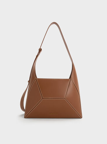 Nasrin Geometric Hobo Bag, Chocolate, hi-res