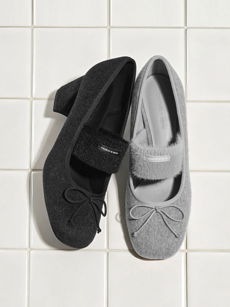 Winona Felt Mary Jane Pumps, Black Textured, hi-res