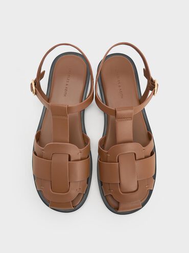Easley T-Bar Caged Sandals, Caramel, hi-res