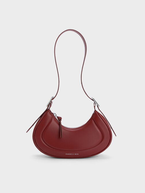 Petra Curved Shoulder Bag, Red, hi-res