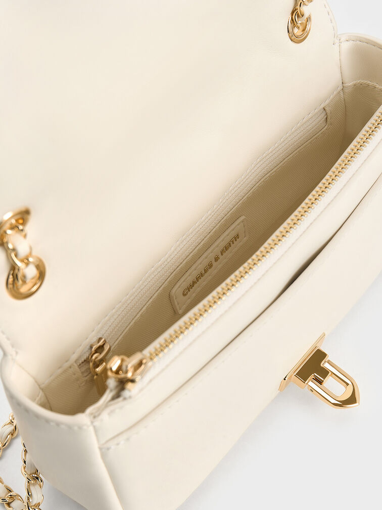 Arwen Diamond-Quilt Braided-Strap Shoulder Bag, Cream, hi-res