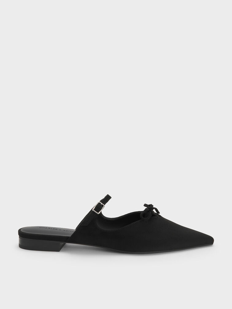 Gi&agrave;y mules cao g&oacute;t mũi nhọn, Đen họa tiết, hi-res