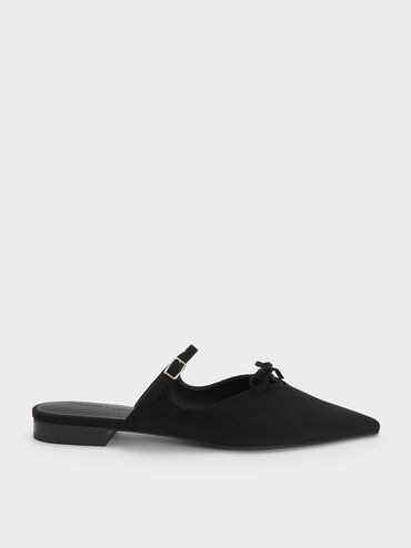 Gi&agrave;y mules cao g&oacute;t mũi nhọn, Đen họa tiết, hi-res