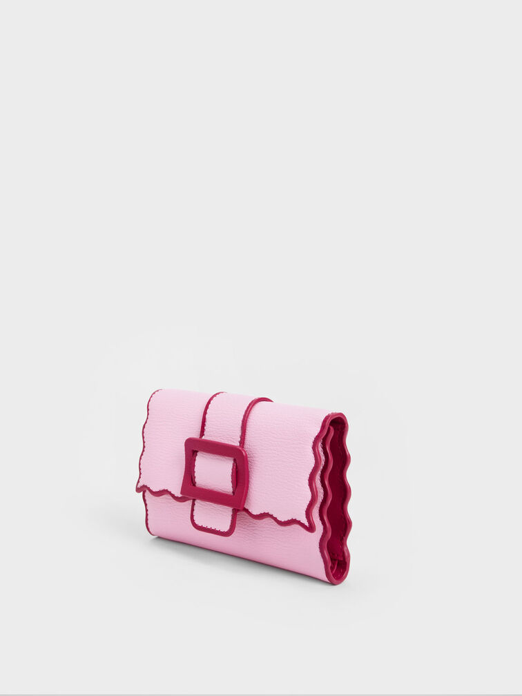 Waverly Scallop-Trim Wallet, Pink, hi-res