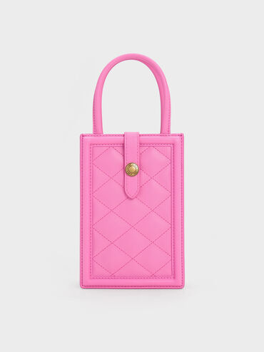 Este Belted Quilted Phone Pouch, Pink, hi-res