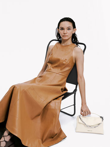 Andromeda Chunky-Chain Top Handle Bag, Cream, hi-res