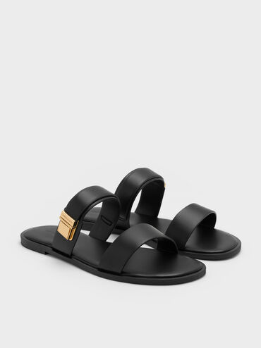 Dove Double-Strap Sandals, Black, hi-res