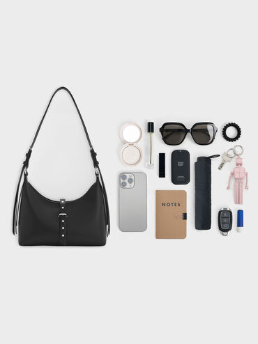 Túi đeo vai hình bán nguyệt Lark, Noir, hi-res