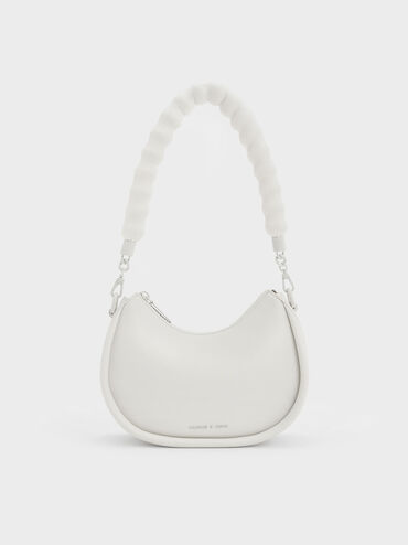 Lana Curved Shoulder Bag, White, hi-res