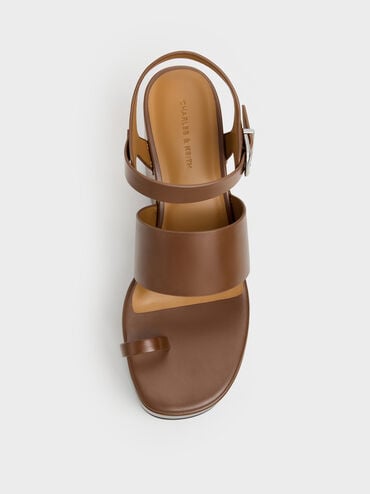 Tarian Toe-Ring Platform Wedges, Cognac, hi-res