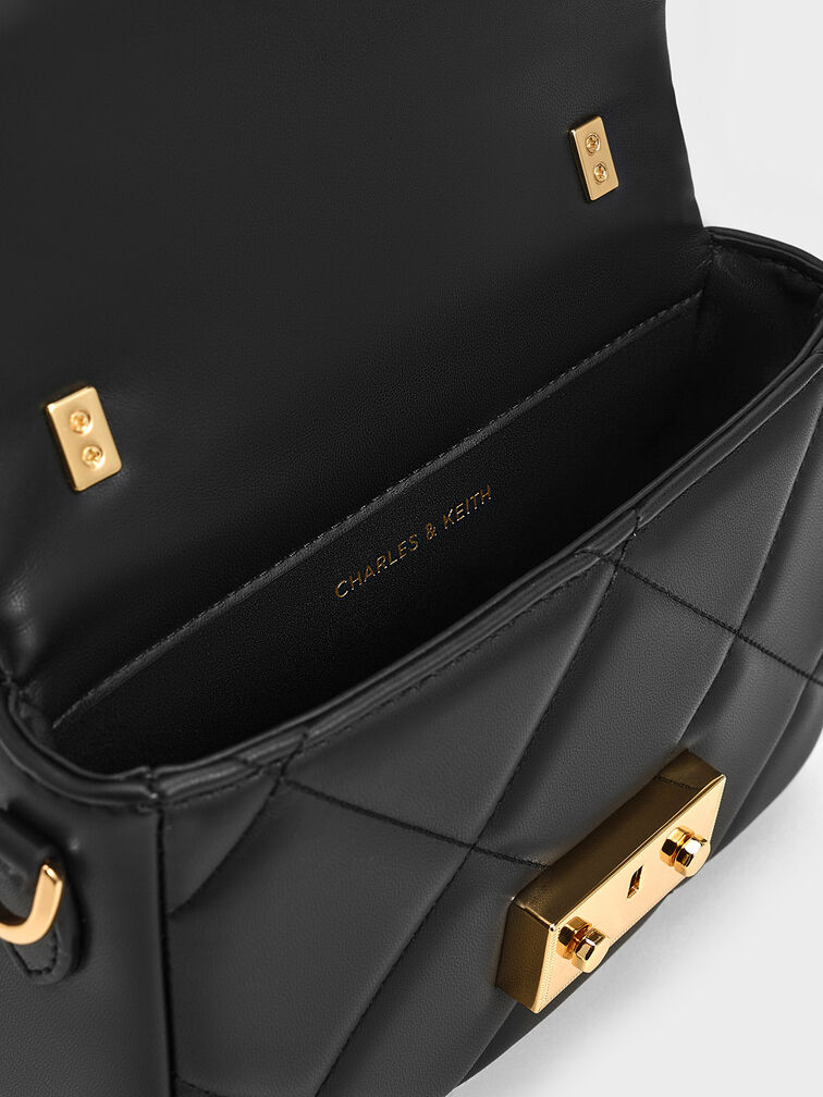 Túi xách phom chữ nhật Quilted Boxy, Đen, hi-res