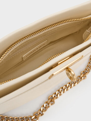 Lennie Chain-Handle Shoulder Bag, Cream, hi-res