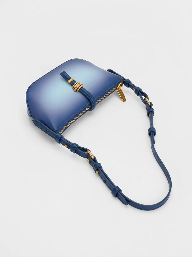 Túi đeo vai phom nửa hình tròn Trudy Ombre Belted Geometric, Xanh navy, hi-res