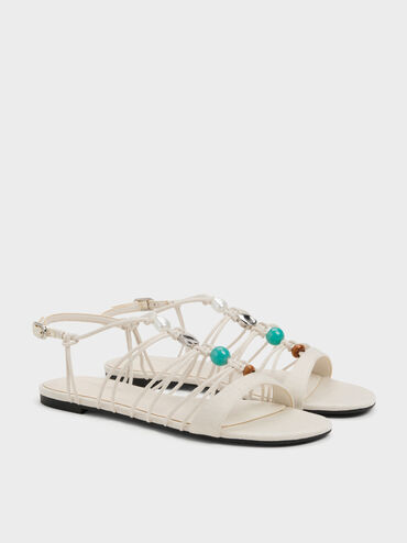 Gi&agrave;y sandals đế bệt Georgie Linen, Phấn, hi-res