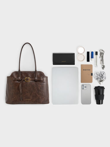 Túi tote phom chữ nhật Victoria, Nâu cafe, hi-res