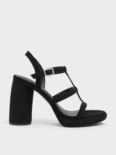 Gi&agrave;y sandals đế cao Aether, Đen họa tiết, hi-res
