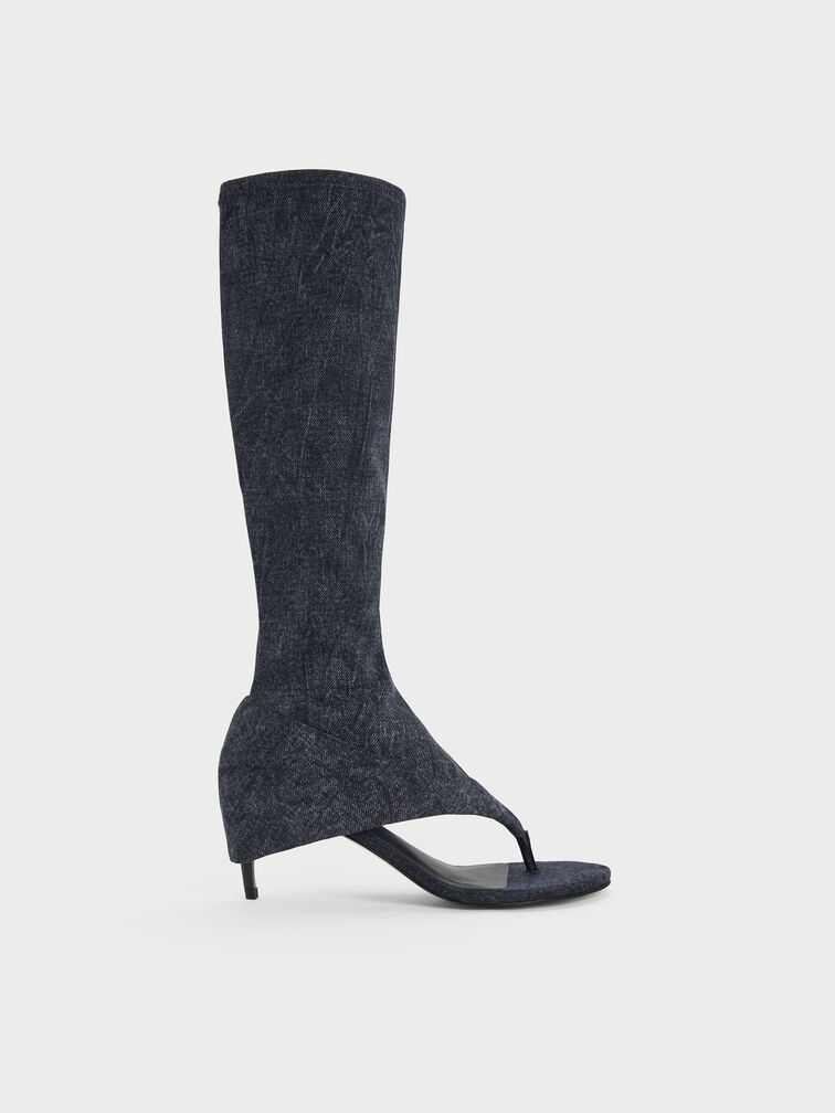 Aether Denim Thong Boots, Dark Blue, hi-res