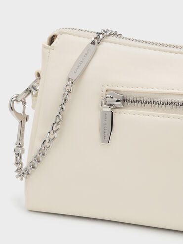 T&uacute;i đeo vai Rachel Elongated Front-Pocket Chain-Handle, Kem, hi-res