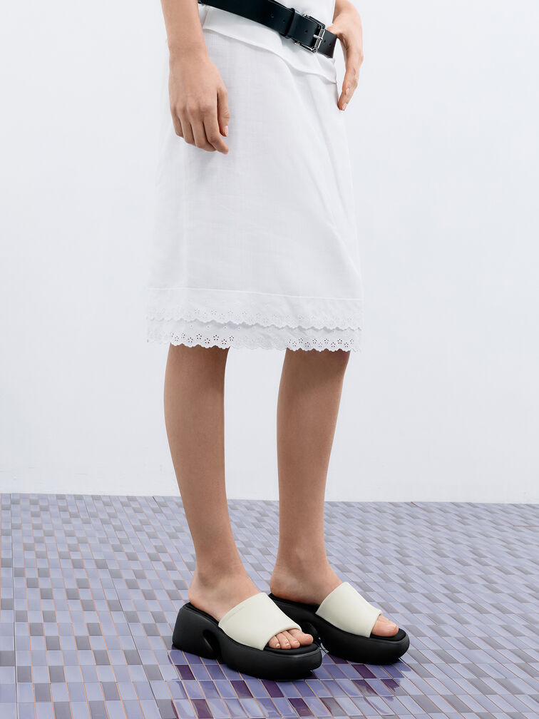 Gi&agrave;y đế xuồng hở mũi Baxie Silk Two-Tone Platform, Phấn, hi-res