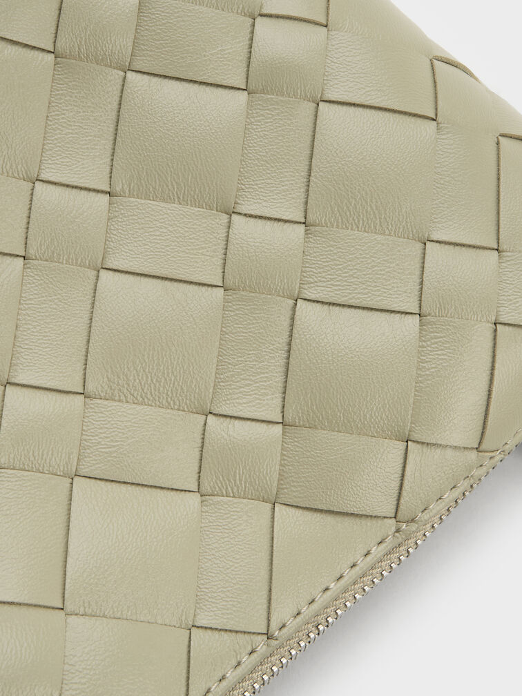 T&uacute;i đeo vai phom chữ nhật Ivette Woven, Pale Olive, hi-res